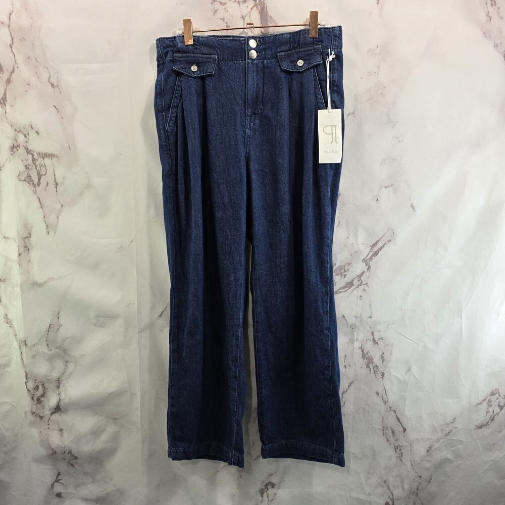 Anthropologie Pants Womens 26 Chambray Denim Jean Wide Leg High Rise Pilcro